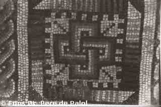 [Detall d'un 'nus de salomó' quadrat al mosaic d'Oceà de la Vil·la romana de Dueñas, Palència]