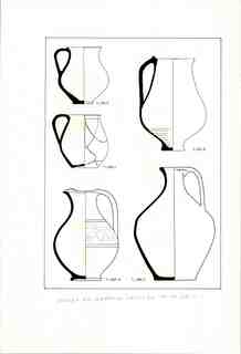 Pedrosa de la Vega. Dibuix a tinta de 5 gerres de ceràmica