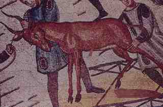 [Escena del desembarcament d'animals, mosaic de Piazza Armerina]