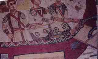 [Detall d'un vaixell fluvial representat als mosaics de Piazza Armerina]