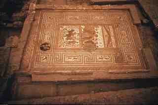 [Vista general de la cambra amb mosaic bàquic, Baños de Valdearados, Burgos]