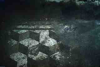 [Detall del mosaic geomètric procedent de la vil·la de Baños de Valdearados, Burgos]