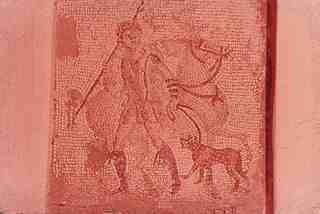 [Caçador amb cavall representat en un dels mosaics de l'Antiquarium de Cartago, Tunísia]