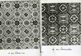 [Mosaic pavimental de Salzburg i composició pintada de la bòveda de la capella major de San Julián de los Prados, Oviedo]