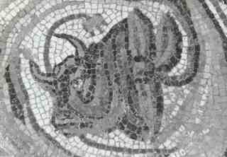 [Representació d'un bou en un dels mosaics de la vil·la romana de Dueñas, Palencia]