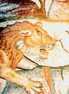 [Detall del mosaic de caça o circ de la vil·la romana de La Olmeda]