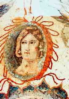 [Detall d'un dels medallons amb retrats del mosaic de La Olmeda]