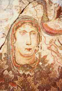 [Detall de la representació d'un rostre en un mosaic de La Olmeda]