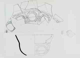 [Dibuix de peça de Terra Sigil·lata Hispànica procedent de les excavacions de la vil·la romana de La Olmeda, Palencia]