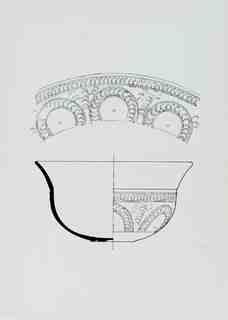 [Dibuix de peça de Terra Sigil·lata Hispànica procedent de les excavacions de la vil·la romana de La Olmeda, Palencia]