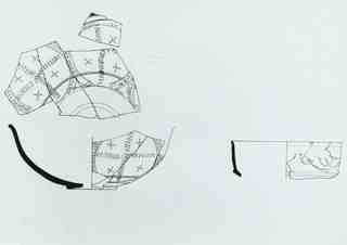 [Dibuix de peces de Terra Sigil·lata Hispànica procedents de les excavacions de la vil·la romana de La Olmeda, Palencia]