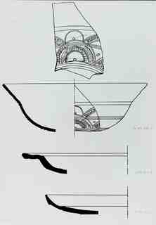 [Dibuix de peces de Terra Sigil·lata Hispànica procedents de les excavacions de la vil·la romana de La Olmeda, Palencia]