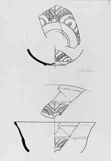 [Dibuix de peces de Terra Sigil·lata Hispànica procedents de les excavacions de la vil·la romana de La Olmeda, Palencia]