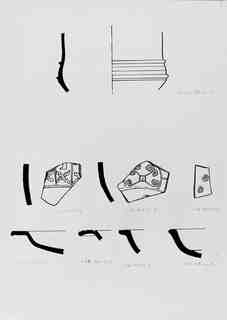 [Dibuix de peces de Terra Sigil·lata Hispànica procedents de les excavacions de la vil·la romana de La Olmeda, Palencia]