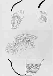 [Dibuix de peces de Terra Sigil·lata Hispànica procedents de les excavacions de la vil·la romana de La Olmeda, Palencia]