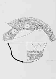 [Dibuix de peça de Terra Sigil·lata Hispànica procedent de les excavacions de la vil·la romana de La Olmeda, Palencia]