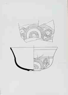 [Dibuix de peça de Terra Sigil·lata Hispànica procedent de les excavacions de la vil·la romana de La Olmeda, Palencia]
