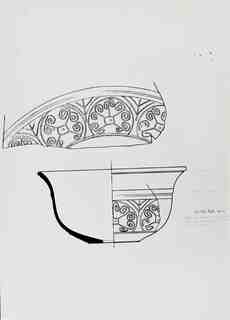 [Dibuix de peça de Terra Sigil·lata Hispànica procedent de les excavacions de la vil·la romana de La Olmeda, Palencia]