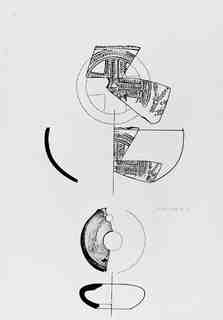 [Dibuix de peces de Terra Sigil·lata Hispànica procedents de les excavacions de la vil·la romana de La Olmeda, Palencia]