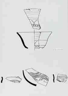 [Dibuix de peces de Terra Sigil·lata Hispànica procedents de les excavacions de la vil·la romana de La Olmeda, Palencia]