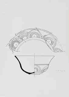 [Dibuix de peça de Terra Sigil·lata Hispànica procedent de les excavacions de la vil·la romana de La Olmeda, Palencia]