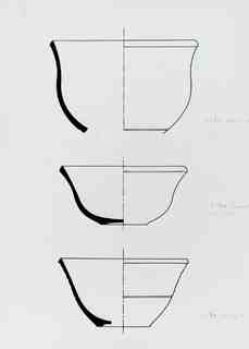 [Dibuix de peces de Terra Sigil·lata Hispànica procedents de les excavacions de la vil·la romana de La Olmeda, Palencia]
