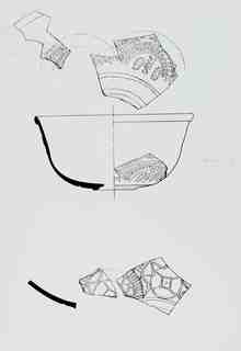 [Dibuix de peces de Terra Sigil·lata Hispànica procedents de les excavacions de la vil·la romana de La Olmeda, Palencia]