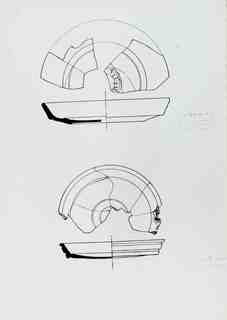 [Dibuix de peces de Terra Sigil·lata Hispànica procedents de les excavacions de la vil·la romana de La Olmeda, Palencia]