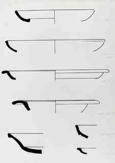 [Dibuix de peces de Terra Sigil·lata Hispànica procedents de les excavacions de la vil·la romana de La Olmeda, Palencia]