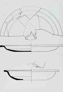 [Dibuix de peces de Terra Sigil·lata Hispànica procedents de les excavacions de la vil·la romana de La Olmeda, Palencia]
