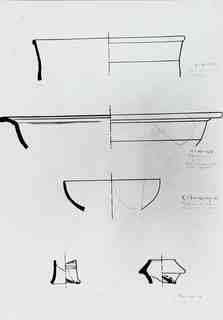 [Dibuix de peces de Terra Sigil·lata Hispànica procedents de les excavacions de la vil·la romana de La Olmeda, Palencia]